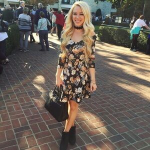 Off the shoulder A-line floral dress